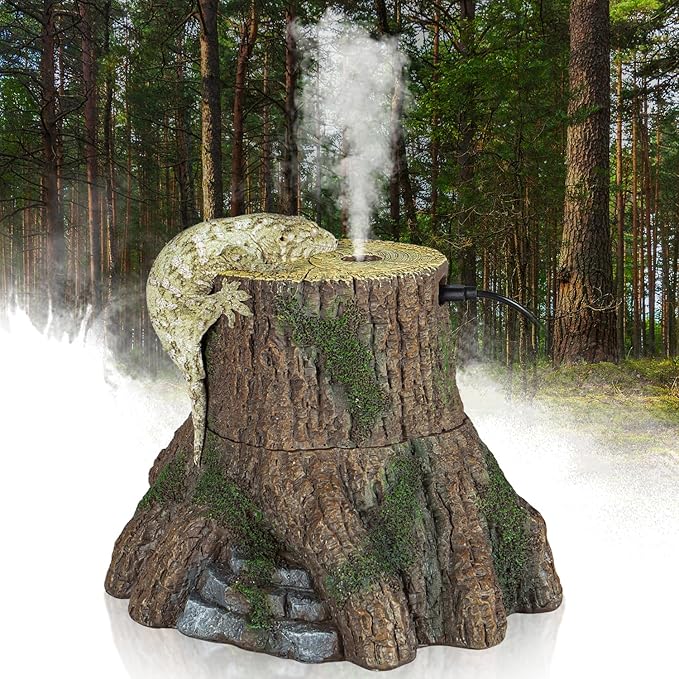 REPTIZOO Reptile Humidifier Fogger, Tree Trunk Humidifier with Top Mist Outlet, 1000ml Detachable Terrarium Humidifier Reptile Misting System Terrarium Decoration by REPTIZOO
