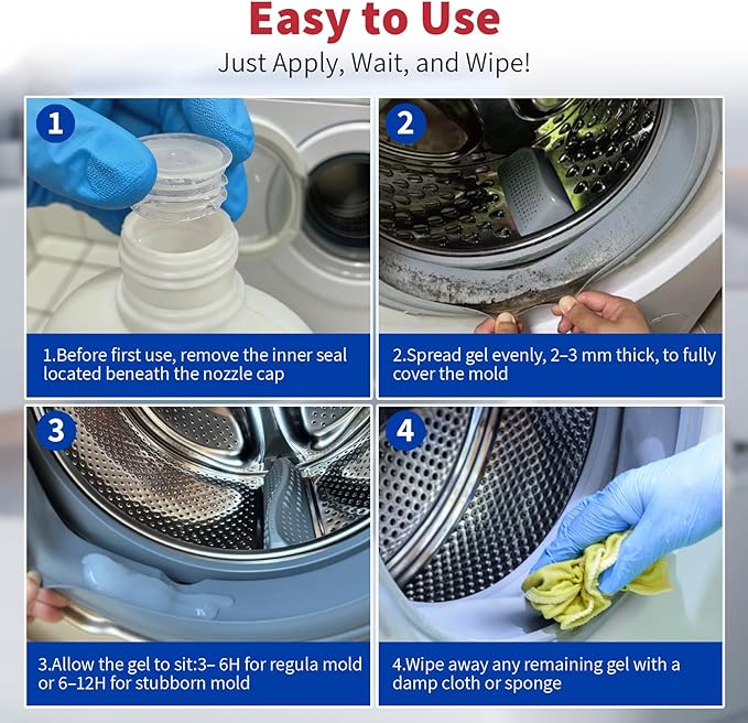 W&E Choice Mold Stain Remover Gel Cleaner for Shower, Bathroom Tile Grout and Caulk - Heavy Duty Mildew Stain Cleaner for Front Load Washing Machine Rubber Seal - No Scrubbing Gel Formula, 8.8 Fl Oz - Image 5