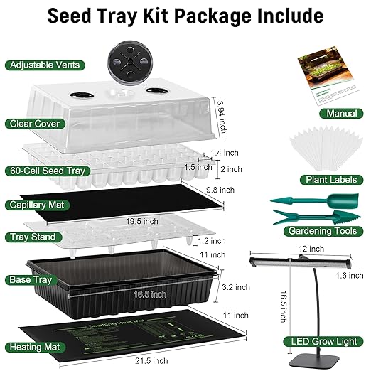 60-Cell Self-Watering Seed Starter Kit with Grow Light and Heat Mat, Seedling Tray with Humidity Dome, Indoor Plant Germination Tray for Beginners - Grow Tomatoes, Peppers, Herbs & Flowers - Image 2