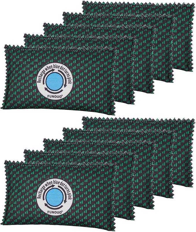 100g Rechargeable Desiccant Pack of 10,Moisture absorbers for storage,Moisture absorbers Bag,Desiccant Dehumidifier bag,Dehumidifier for Home Closets,Gun Safe, and Cars by FUNOUOBuyNow