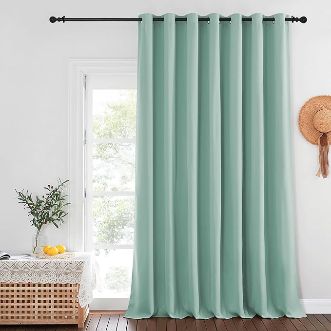 NICETOWN Patio Door Curtain Sound Blocking, Bedroom Privacy Room Divider Curtain, Thermal Insulated Blackout Closet Sliding Door Shade (1 Panel, 100" Wide x 120" Long, Aqua Blue) by NICETOWN