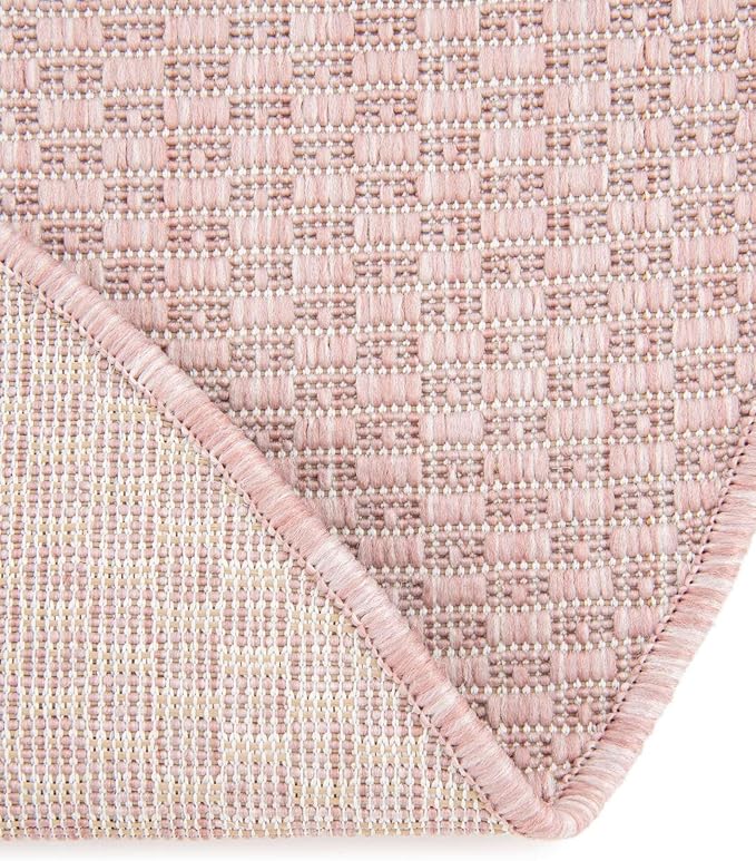Unique Loom Collection Casual Transitional Solid Heathered Indoor/Outdoor Flatweave Area Rug (2' 2" x 3' 1" Oval, Whisper Pink/Ivory) - Image 8
