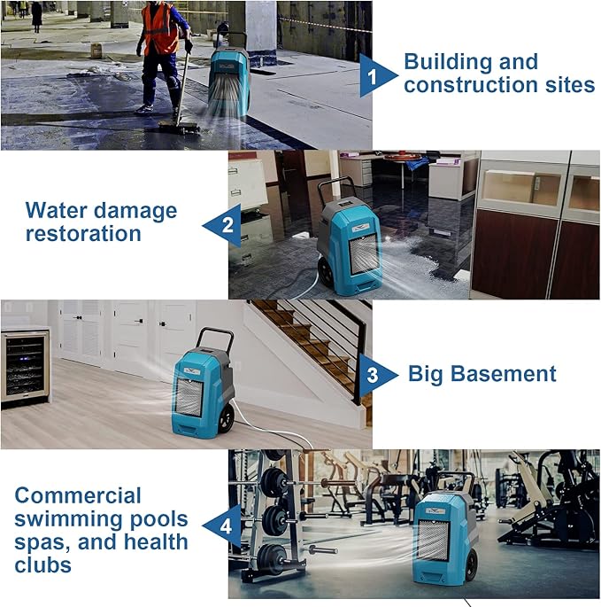ALORAIR 180 Pints Smart WiFi LGR Commercial Dehumidifier with Pump Drain Hose, 2,300 Sq.Ft Dehumidifier Portable Industrial Dehu with Wheels for Water Damage Restore, Basements, Garages, and Job Sites - Image 6