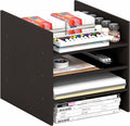 Furinno Cubicle Cube Insert, 3-Shelf Cube Organizer, 3-Tier Shelf Accessory, Fits into Furinno Triple Thick Cubes, IKEA Kallax, for Organizers and Storage, Black Dark Oak by Furinno-FitsYourSpaceFitsYourBudget