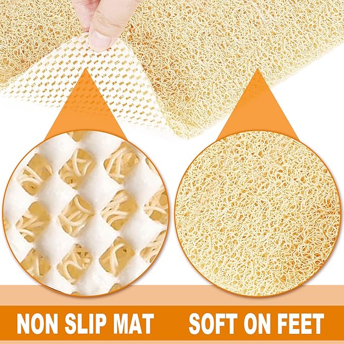 Shower Mats Non Slip for Elderly, 24x47’’Extra Lager Loofah Bath Mats for Shower, Non-Slip Bath/Shower Mat for Elderly-Beige - Image 4