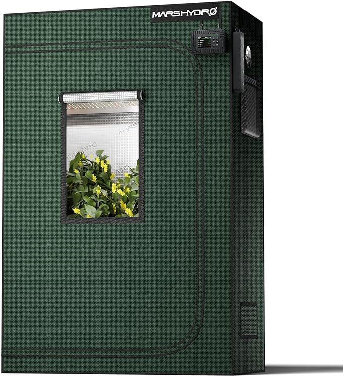 MARS HYDRO 4x2x6 Grow Tent Pro,48"x24"x71" 2000D Thickened Polyester Canvas & High Reflective Mylar, Larger Observation Window, Controller & Socket Hanger,for TSL2000/SP3000 Indoor Plant Growing by MARSHYDRO