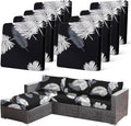 8Pcs Stretch Patio Cushion Covers Dustproof Outdoor Cushion Covers Washable Patio Couch Cover Slipcovers for Outdoor Furniture Protector Replacement(Black Palm Leaves, Cover Only) by CALBODE