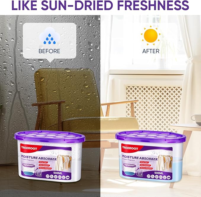 16 Pack Moisture Absorbers, 10.5 OZ Humidity Absorber Bucket, Moisture Absorbers for Closet, Dehumidifier Bucket for Wardrobes (Lavender Scent), Kitchens and Bathrooms - Image 7