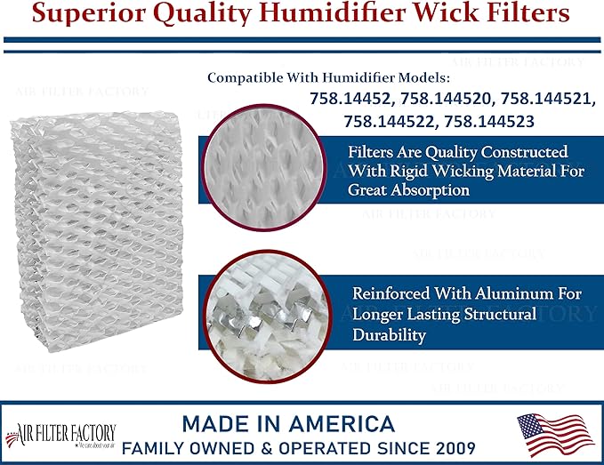 Air Filter Factory Replacement For 758.14452, 758.144520, 758.144521, 758.144522, 758.144523 Kenmore Humidifier Wick Filter 4-Pack - Image 2