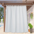 RYB HOME Extra Wide Outdoor Curtains for Patio Waterproof Tab Top Heavy Duty Thermal Insulated in Summer Full Coverage Privacy for Porch, Gazebo & Pergola, W100 x L95, Greyish White, 1 Panel by RYBHOME