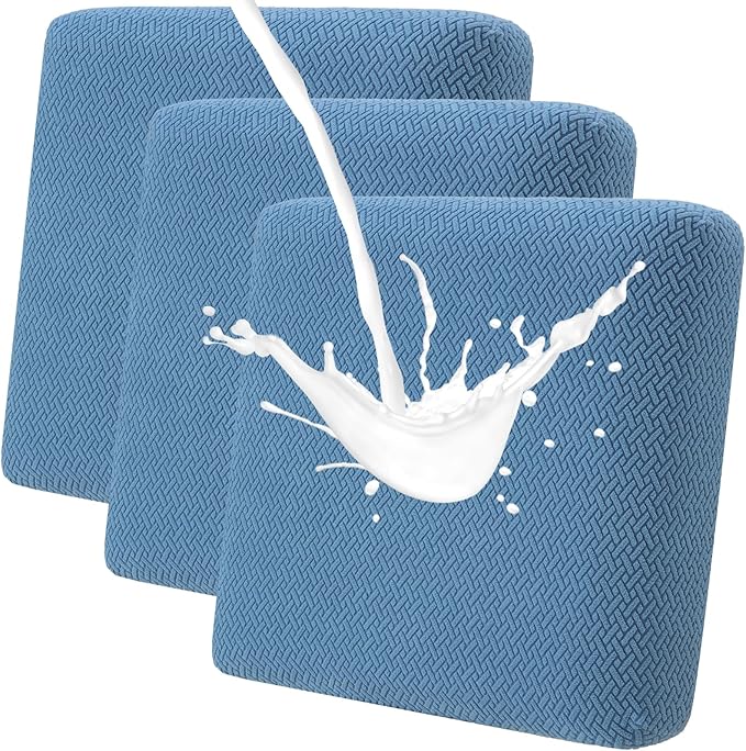Fuloon Waterproof Couch Cushion Covers, Stretch Sofa Seat Cushion Slipcovers Solid Washable Furniture Protector Suitable for Armchair Loveseat Sofa (Blue, 3 Pieces) by Fuloon