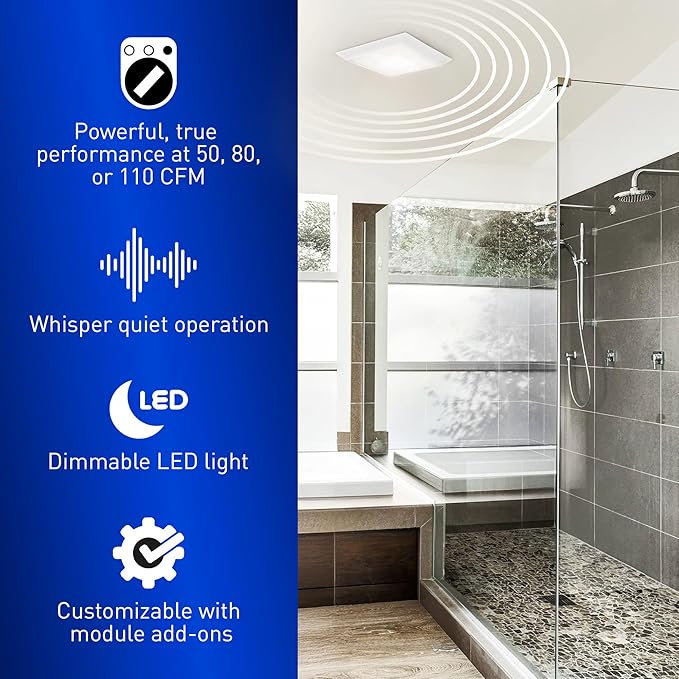 Panasonic WhisperGreen Select Ceiling Mount Exhaust Fan with LED Light, Customizable, 50-80-110 CFM, FV-0511VKL3 - Image 6