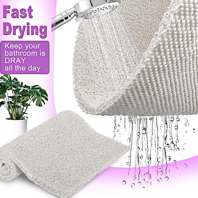 Shower Mats Non Slip,16x36'' Long Bathtub Mat Non-Slip for Bathroom Tub Showers Anti Slip for Elderly,Loofah Anti Slip Shower Matt,Shower Stall Mat for Inside Shower-White - Image 4