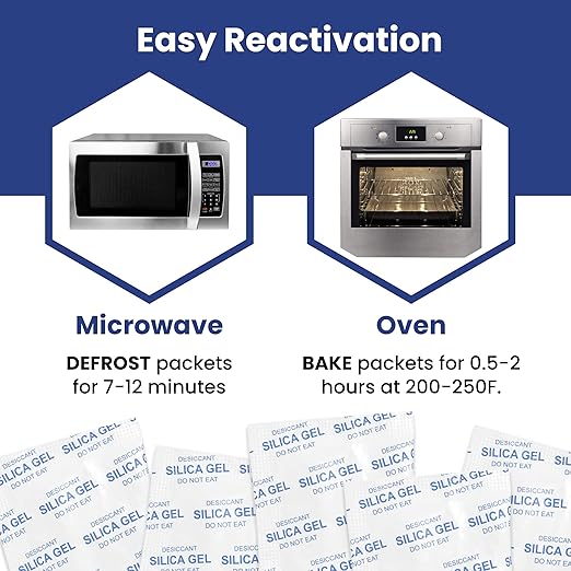 Wallaby 5 gram (350 Packets) Food Safe Pure White Silica Gel Desiccant Dehumidifier Packs - Rechargeable & Coated Moisture Absorbers - Protects Against Moisture Damage - (Packed in 70x Sets of 5) - Image 5