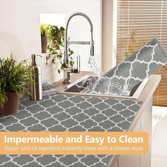 Drawer Shelf Liner Non Adhesive, Slip Resistant Easy to Clean Protect Kitchen Mats Thickened Strong Grip for Cabinet, Pantry, Tool Box, Cupboard, Dresser, Bathroom (Gray, 17.5 in x 30 FT) - Image 7