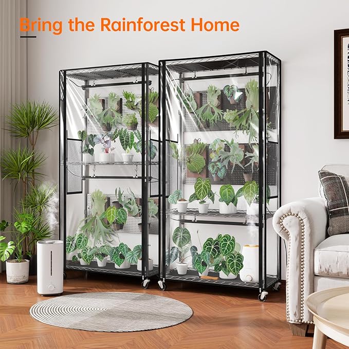 Bstrip Indoor Greenhouse Cabinet with Pegboard, Indoor Greenhouse with 4 Pack 96W Full Spectrum Grow Light for Indoor Plant, Foliage Plants, 29.5"x13.8"x59" - Image 3