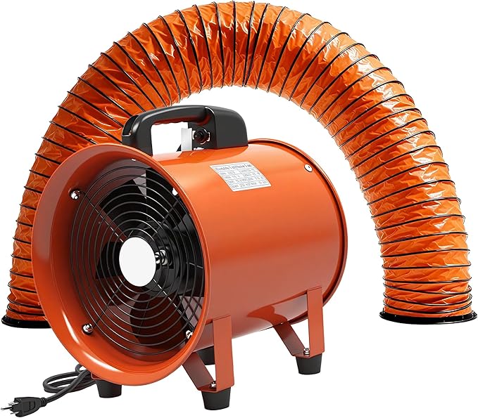 dreamdragon Upgraded 8-Inch Utility Blower Fan, Portable Industrial Exhaust Fan with 33ft Flexible Duct Hose, 3300 RPM Low-Noise Ventilator for Workshops Warehouses and Basements by Unknown