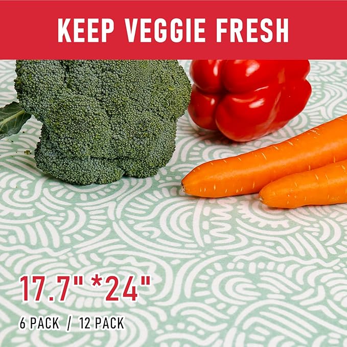 Cooyes Non-Slip Refrigerator Liners for Shelves, 17.7" × 24", 12 Pack, Large Fridge Drawer & Shelf Liners for Kitchen Cabinets Non-Adhesive, Breathable Material, BPAfree, Keep Produce Fresh Longer - Image 4