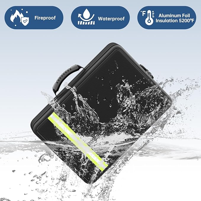 Fireproof Document Bag, Insulated File Box with Lock, Important Document Organizer with Waterproof Zipper, 13 Pockets Portable Soft Safe Storage Home Travel Office for Letter/A4 Files - Image 2