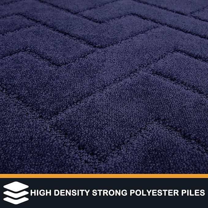 PURRUGS Easy Care Area Rug 6ft x 9ft, Non-Slip Machine Washable Entry Rug, Stain Resistant Accent Rug for Hallway, Bedroom, Living Room and Mudroom, Midnight Blue - Image 4