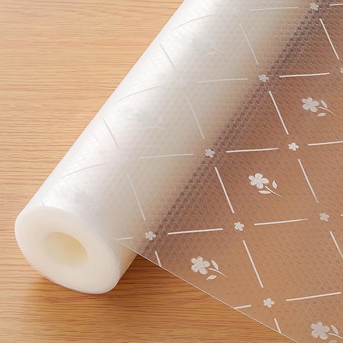INNOLITES Kitchen Cabinet Shelf Liner, Non-Adhesive Refrigerator & Drawer Liner, Waterproof EVA with Floral, Easy to Clean & BPA-Free (White Daisy, 11.8" x 360") by INNOLITES