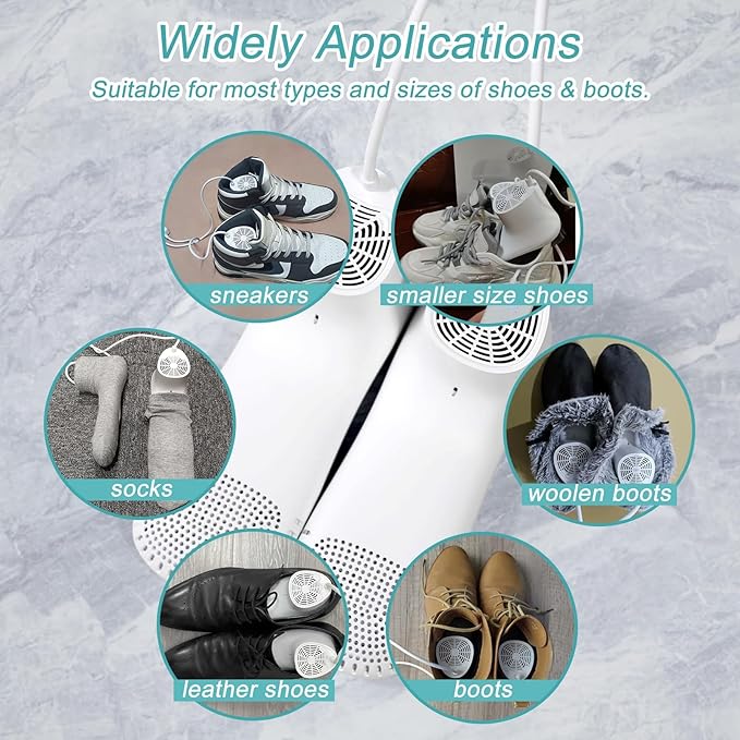 Shoe Dryer and Deodorizer with Timer - Shoes Boots Socks Gloves Dryer Warmer, Adult-Foot-Shaped | No Noise | Strong Wire | US Plug (PM20) - Image 7