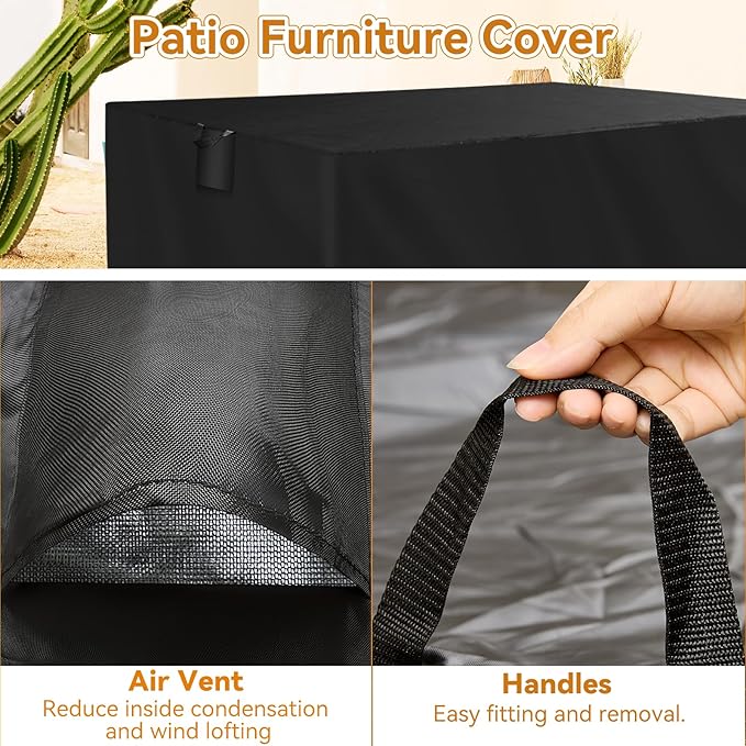 TUOKING Outdoor Furniture Covers Heavy-Duty 420D Waterproof Cover,All-Weather Patio Furniture Protector for Sofa,Chairs & Table-UV-Resistant,Anti-Tear Dustproof Covers (Black, 128"L x 83"W x 28"H) - Image 6