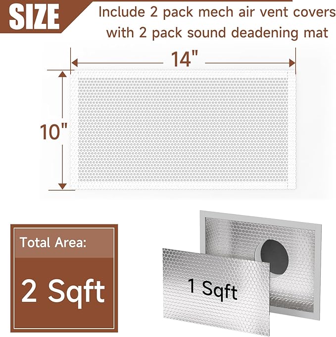 BJADE'S Sound Deadening Kit for Vent,Soundproofing Mats and Vent Covers for Reducing Noise and Dampening Vibration of HVAC Vent & Duct,Including 2 Pcs Sound Deadening Mat and 10"× 14" Vent Covers - Image 2