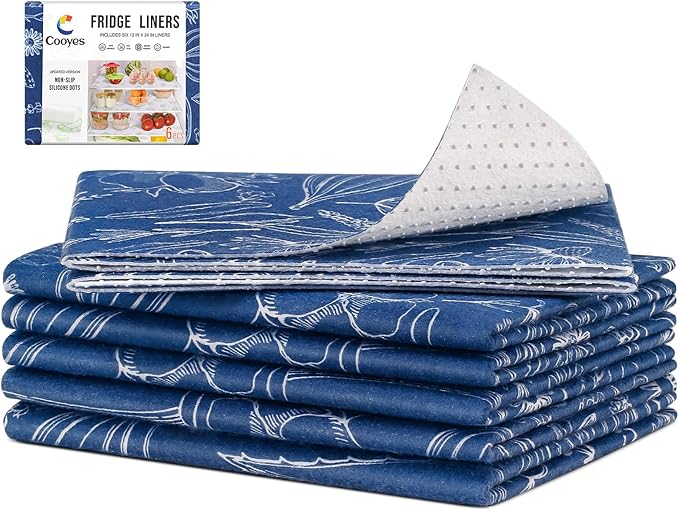Cooyes Large Fridge Liners for Refrigerator, 17.7" × 24", Drawer & Shelf Liners for Kitchen Cabinets Non-Adhesive, Breathable Cloth Material, Non-Slip, Keep Produce Fresh Longer by Cooyes