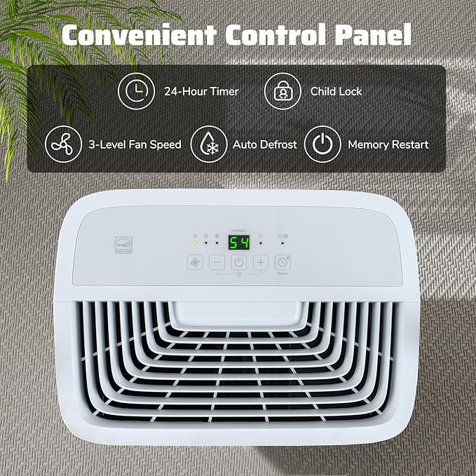 COSTWAY 65 Pints Energy Star Dehumidifier, 5000 Sq.Ft Portable Large Home Dehumidifier for Basements with 2 Modes & 3 Fan Speeds, 1.4 Gallon Tank - Image 6