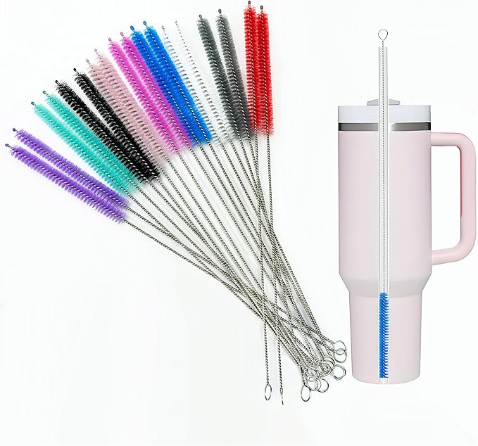 Milk Foamer Hose Brush, Long Thin Nylon Tube Cleaning Brushes Ideal for Espresso & Coffee Machine Attachments,Stainless Steel Straw Cleaning Brushes Test Tube 11.8 Inch Long and Flexible Handle by ForeverBene