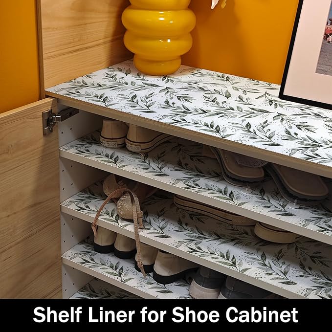 Shelf Liners Non Adhesive and Strong Non-Slip Shelf and Drawer Liners for Kitchen Cabinet Wire Fridge, Waterproof Shelf Drawer Liner,Easy to Clean,12IN x 10FT,Green Leaf - Image 7