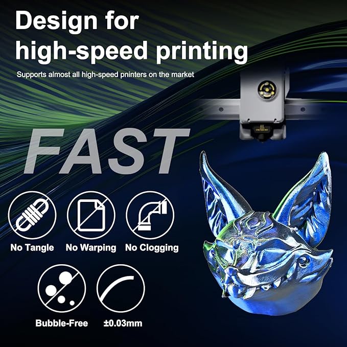 ERYONE Silk Tri Color PLA Filament 3D Printer 1.75mm +/- 0.03mm, Multicolor Filament Tricolor PLA 1KG(2.2lbs) Cardboard Spool, Dark Green & Midnight Blue & Black - Image 4