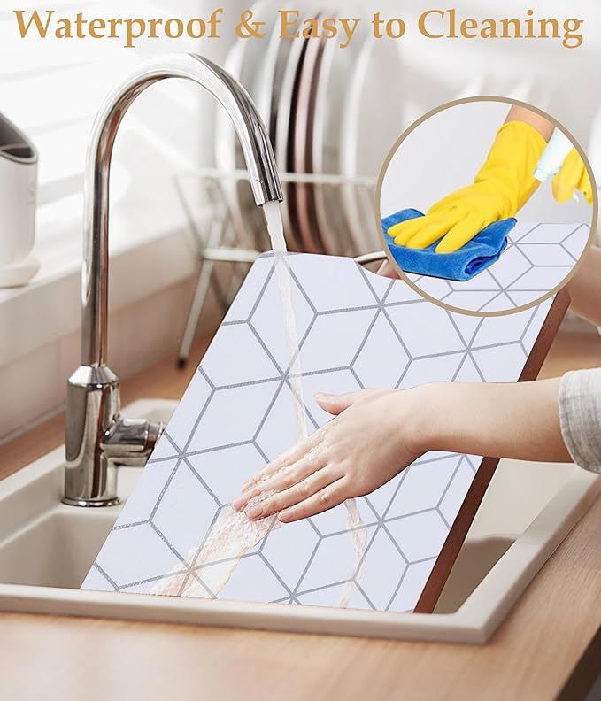 Cabinets Drawer Liner Non Slip 12 Inch Wide X 20 Ft Kitchen Pantry Shelf Liner Non Adhesive Waterproof Refrigerator Liner for Bathroom Closet Strong Grip Cupboard Under Sink Mat White - Image 4