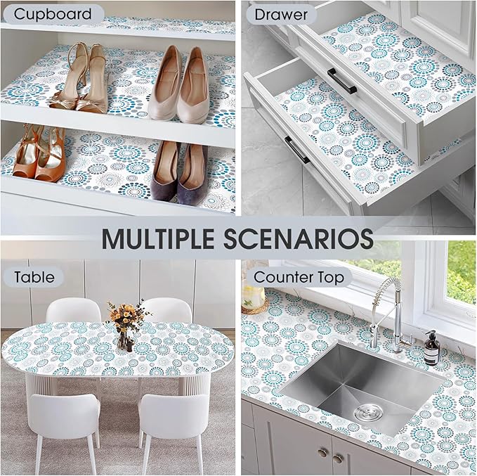 Drawer and Shelf Liner, Non-Slip Kitchen Cabinet Liners Non-Adhesive Thick Strong Grip Waterproof Washable Mats Protect Dresser Shelves Cupboard Bathroom Cabinets, Spiral, 24 in X 10 FT - Image 9