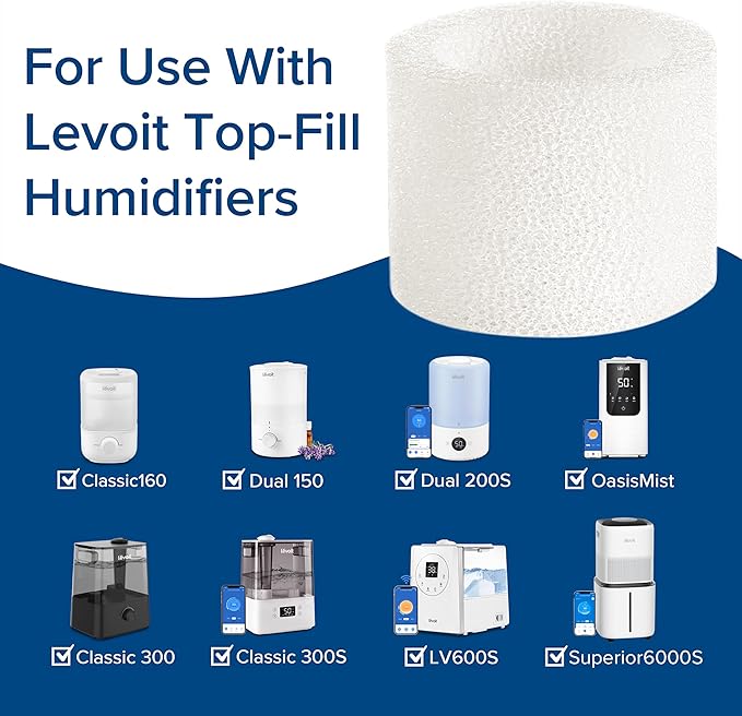 LEVOIT 10-Pack Top Fill Humidifier Replacement Filters, Capture Particles to Improve Humidification Efficiency, for Classic160, Dual150, Dual200S, Classic300(S), LV600S, OasisMist450S, Superior6000S - Image 6