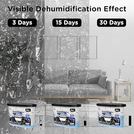 W&E Choice Moisture Absorbers with Activated Charcoal, Portable Dehumidifier for Closet & Bathrooms, Kitchen, Humidity Absorber Odor Eliminator Absorber 6 Pack - Image 5