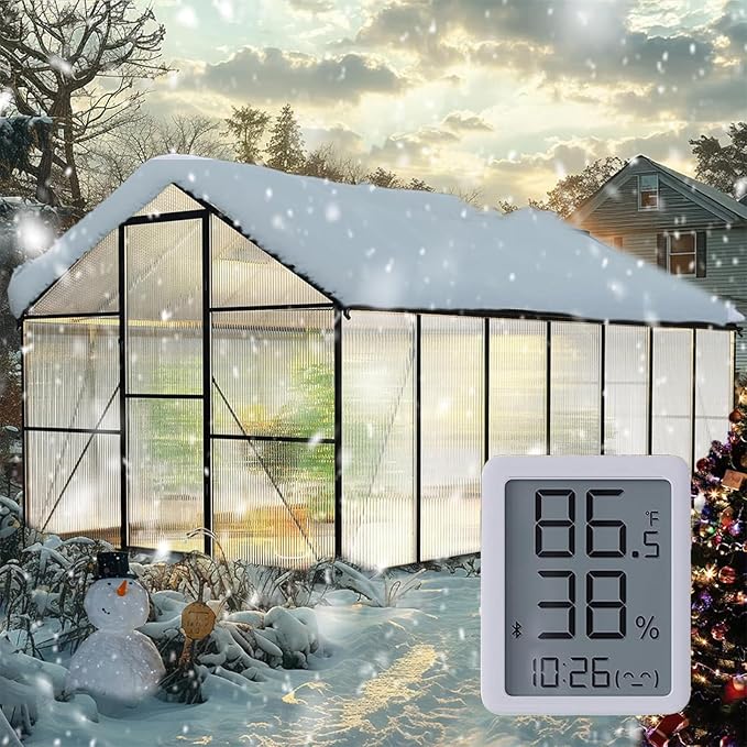 8×14FT Green Houses for Outside, Walk in Greenhouse for Outdoors and Garden Planting, Large Greenhouse Kit with Electronic Thermometers, Withstands Strong Wind or Snow to Protect Vegetables or Plants by WUKHG