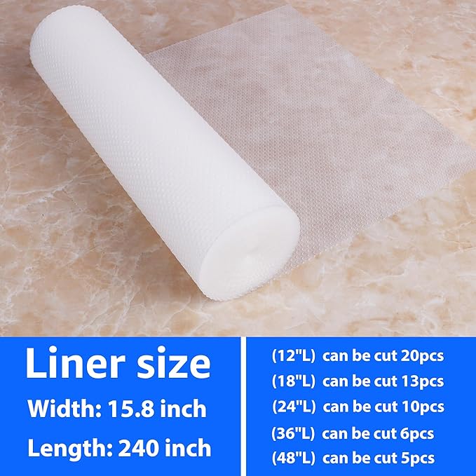 PABUSIOR Clear Cabinet Drawer Liner: Translucent Waterproof Shelf Liners 15.8" x 240" - Small Kitchen Cupboard Drawer Mat for Refrigerator Pantry Closet - Image 9