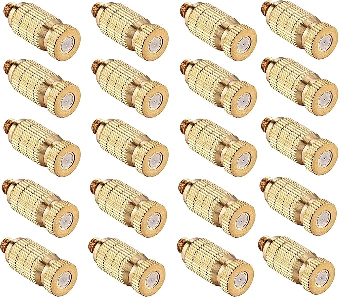 20pcs High Pressure Atomizer Nozzle Brass Misting Nozzles for Outdoor Cooling System, Landscaping, Greenhouse Irrigation, Air Humidification, Anti-Drip Fogging Spray Head(0.008"/0.2mm) by wexecon