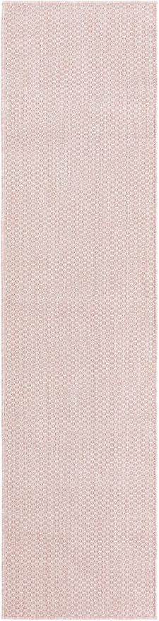 Unique Loom Collection Casual Transitional Solid Heathered Indoor/Outdoor Flatweave Area Rug (2' x 8' Runner, Whisper Pink/Ivory) - Image 2