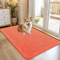 OLANLY Dog Door Mat for Muddy Paws 45x27, Absorbs Moisture and Dirt, Absorbent Non-Slip Washable Doormat, Quick Dry Chenille Mud Mat for Dogs, Entry Indoor Entryway Carpet for Inside Floor, Coral by OLANLY