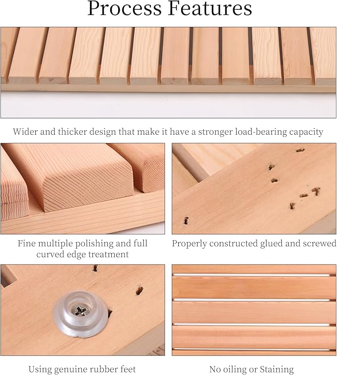 bingaai Cedar Wood Shower Mat, Cedar Wooden Bath Mats, Wood Bath Mat 31.5 × 23.6 in, Shower Stall Mat Non-Slip for Bathroom Bathtub Spa Sauna Garden Home, Wooden Floor Mat Large for Indoor and Outdoor - Image 4