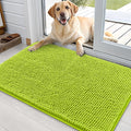 OLANLY Dog Door Mat for Muddy Paws 36x24, Absorbs Moisture and Dirt, Absorbent Non-Slip Washable Doormat, Quick Dry Chenille Mud Mat, Entry Indoor Entryway Carpet for Inside Floor, Bright Green by OLANLY