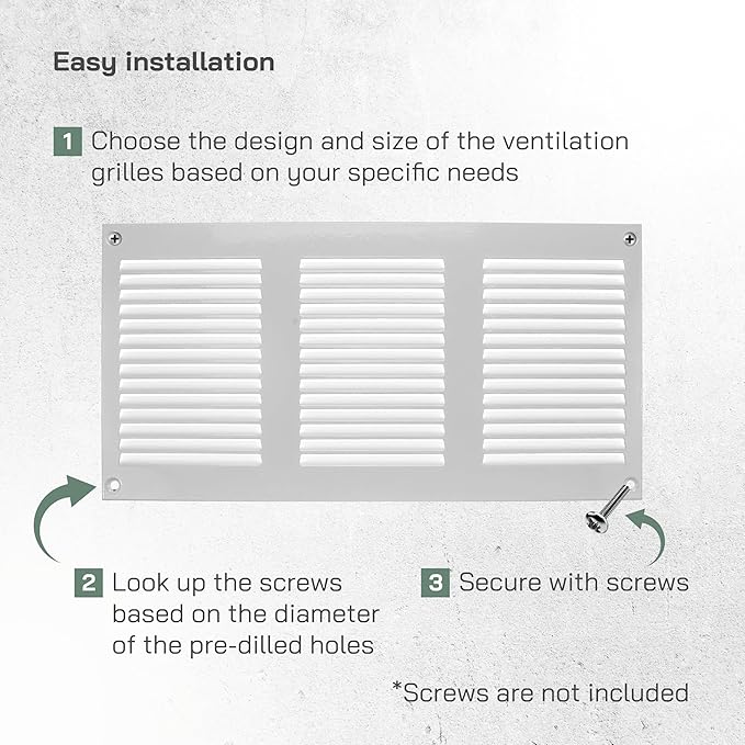 Vent Systems 12" x 6" Inch (Overall) Scratch Resistant White Metal Vent Cover - 3 Pack - Louvered Duct Grille with Built-in Mesh Screen - Wall or Ceiling HVAC Ventilation Register for Indoor & Outdoor - Image 4