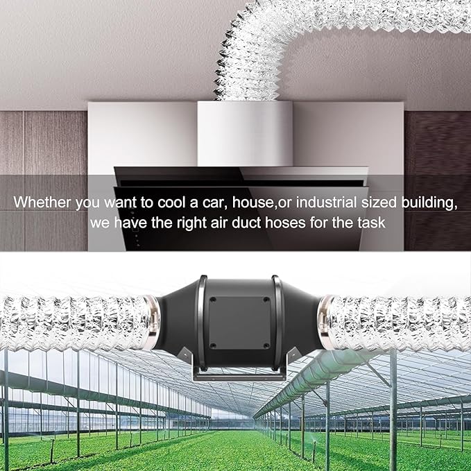 YIJUHOU 4 Inch 16FT Dryer Vent Hose, Flexible Aluminum air ducting for Clothes Dryer, Grow Tent, Include 2 Clamps - Image 7