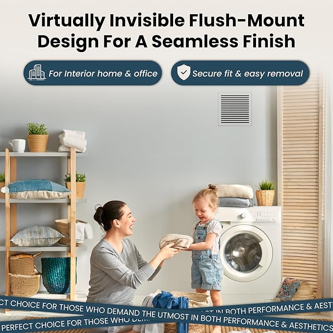 SilhouEase SE14 Magnetic Exhaust Fan Cover & Removable Return Vent, Flush Mount Panel for Ceilings & Walls, Moisture Resistant, Easy Access, Paintable, for Home & Commercial Use (14" x 14") - Image 4