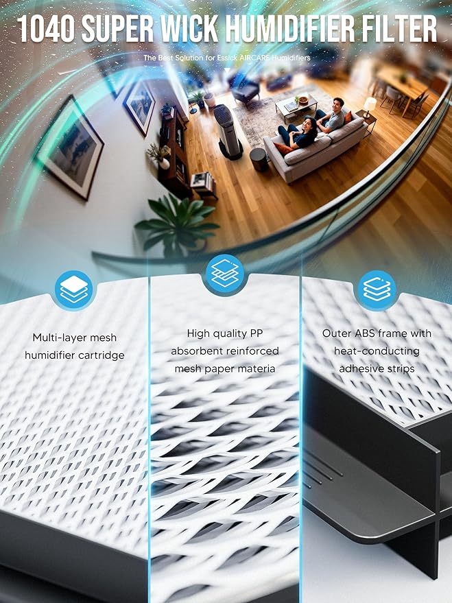 1040 Super Wick Humidifier Filter Replacement for Essick Air AIRCARE Humidifiers Filter B40 B40-C 3D6 100 5D6 700 7D6 100 D46 720 CM330AWHT CM330ABLK CM330DWHT CM330DBLK - 4 Pack - Image 4