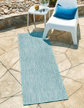 Unique Loom Collection Casual Transitional Solid Heathered Indoor/Outdoor Flatweave Area Rug (2' x 8' Runner, Aquamarine/Ivory) by UniqueLoom