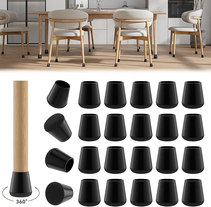 24PCS Extra Small Chair Leg Floor Protectors for Hardwood Floors, Furniture Sliders for Chair Legs, 360°Felt Pad Bottom Wrapped Thickening Furniture Pads Cap Covers to Scratch and Reduce Noise by Violibar